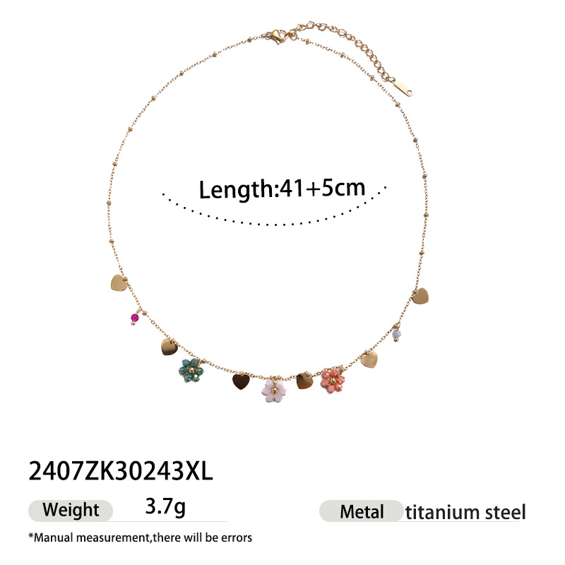 Collar de acero inoxidable de la UE y los Estados Unidos de la mujer no se desvanece collar de piedra natural de color universal lujoso nicho de venta caliente para mujeres image 6