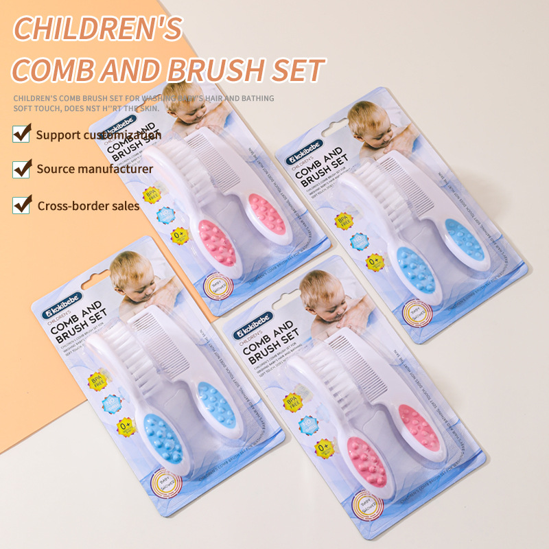 Embalaje independiente conjunto de cepillo para recién nacidos cepillo de eliminación de casca de cabello para bebés baño conjunto de cepillo de limpieza