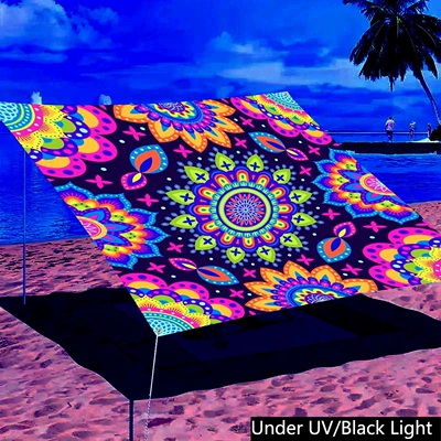 Cross-border bestseller: Fluorescent canopy with digital printing, outdoor sunshade, courtyard sunshade sail, portable picnic mat (Avtomobil yan çətirləri) - fluorescent-canopy-155cmx155cm