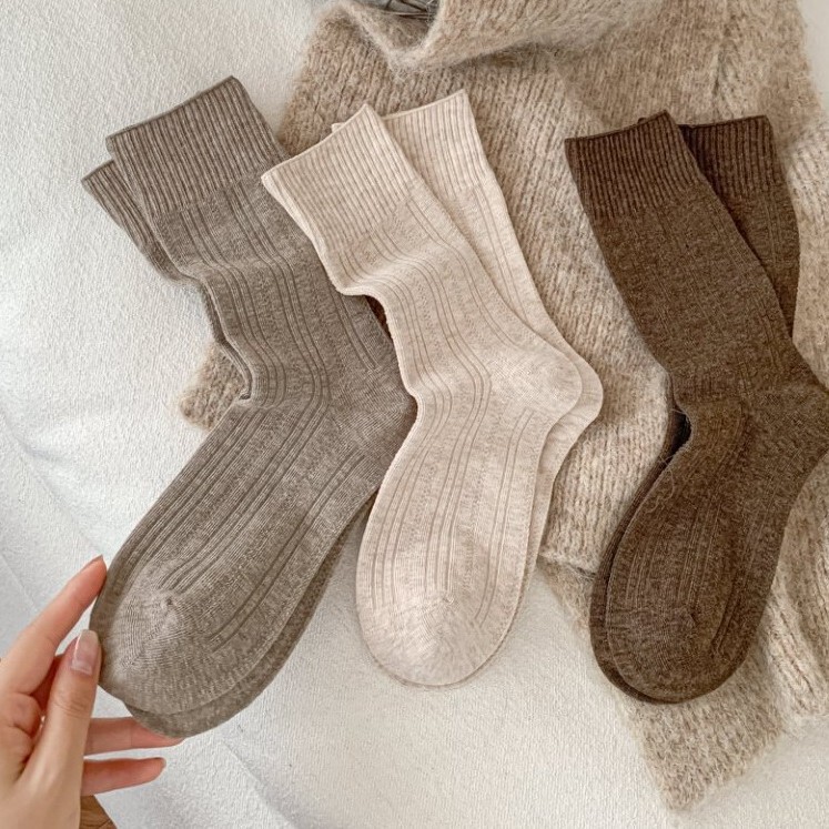 Oatmeal Striped High-End Solid Color Vertical Striped Socks for Women Mid-Calf Socks Miu Series Simple Versatile Flowing Style Slouch Socks Oatmeal Striped High-End Solid Color Vertical Striped Socks for Women Mid-Calf Socks Miu Series Simple Versatile Flowing Style Slouch Socks