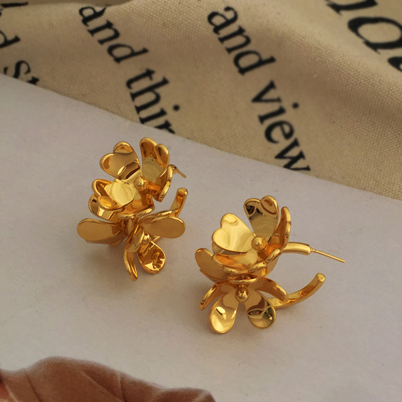 Glam Flower Copper Earrings Plating Copper Earrings