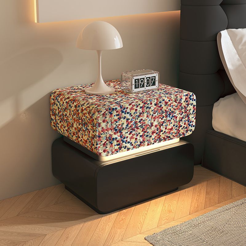 Rainbow Mosaic Solid Wood Bedside Table 2025 New Home Bedroom Accessible Luxury High-End Leather Bedside Storage Cabinet