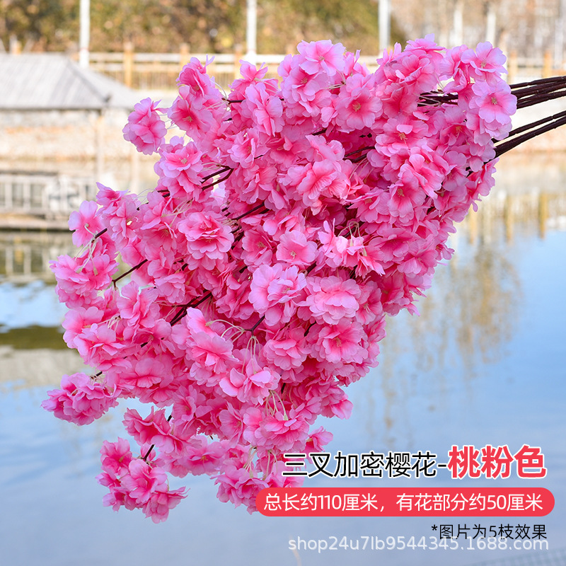 Simulación de flores de cereza flores de melocotón flores de pera flores de ciruela flores de bodas flores falsas vid decoración jardín balcón red de manglares paisaje de pared