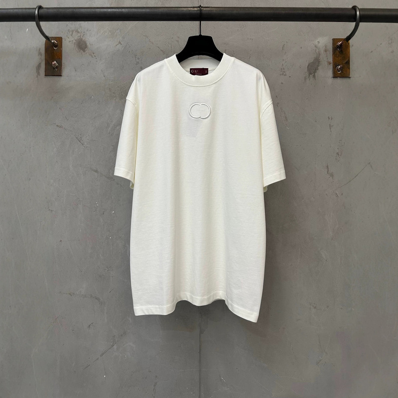 Cross-border high-end GU brand summer new embroidered double G letter pattern craft round-neck unisex short-sleeve T-shirt Cross-border high-end GU brand summer new embroidered double G letter pattern craft round-neck unisex short-sleeve T-shirt