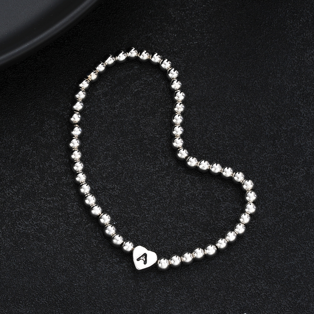 Beaded Initial Heart Bracelet With Custom Copper Letter Charm_voghion.com