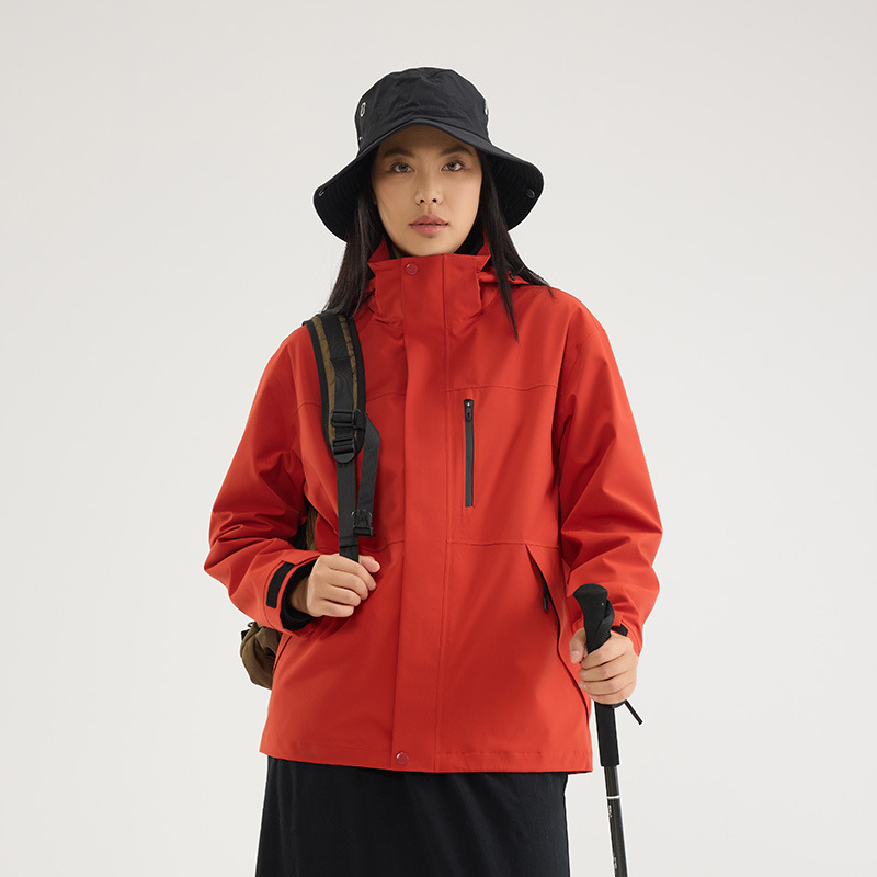 伯同風フルヒートシールアウトドアジャケット3in1、女性用取り外し可能防風防水、男性用登山服、ダウンジャケット