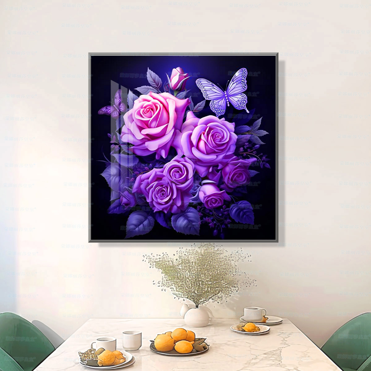 Mona Lisa rosa real púrpura mariposa amor flor flor estética bordado cruzado material de bordado fábrica al por mayor image 8