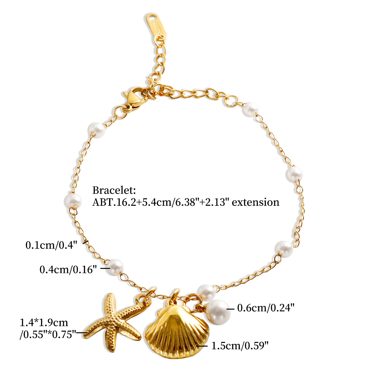 Bracelets, Earrings, Necklace Classification Wholesale Jewelry Casual Marine Style Starfish Shell Titanium Steel Pearl Bracelets Earrings Necklace