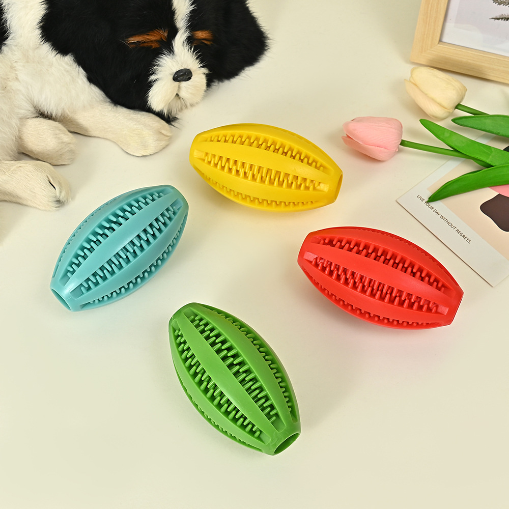 Large dog molars oval leakage ball pet toy rugby puzzle molars bite resistance to relieve boredom artifact wholesale