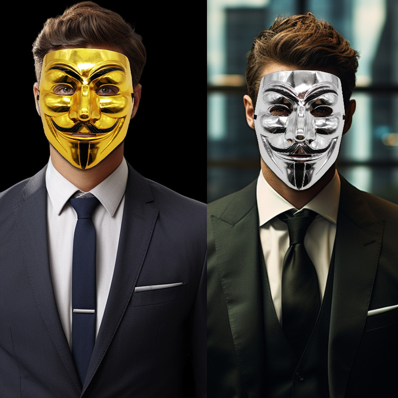 Amazon venta caliente Halloween tema de terror en forma de V máscara de vendetta accesorios de rendimiento de COSplay máscara facial en forma de V