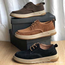 2025新款皮鞋 真皮复古系带懒人鞋软底软面舒适豆豆鞋休闲男鞋