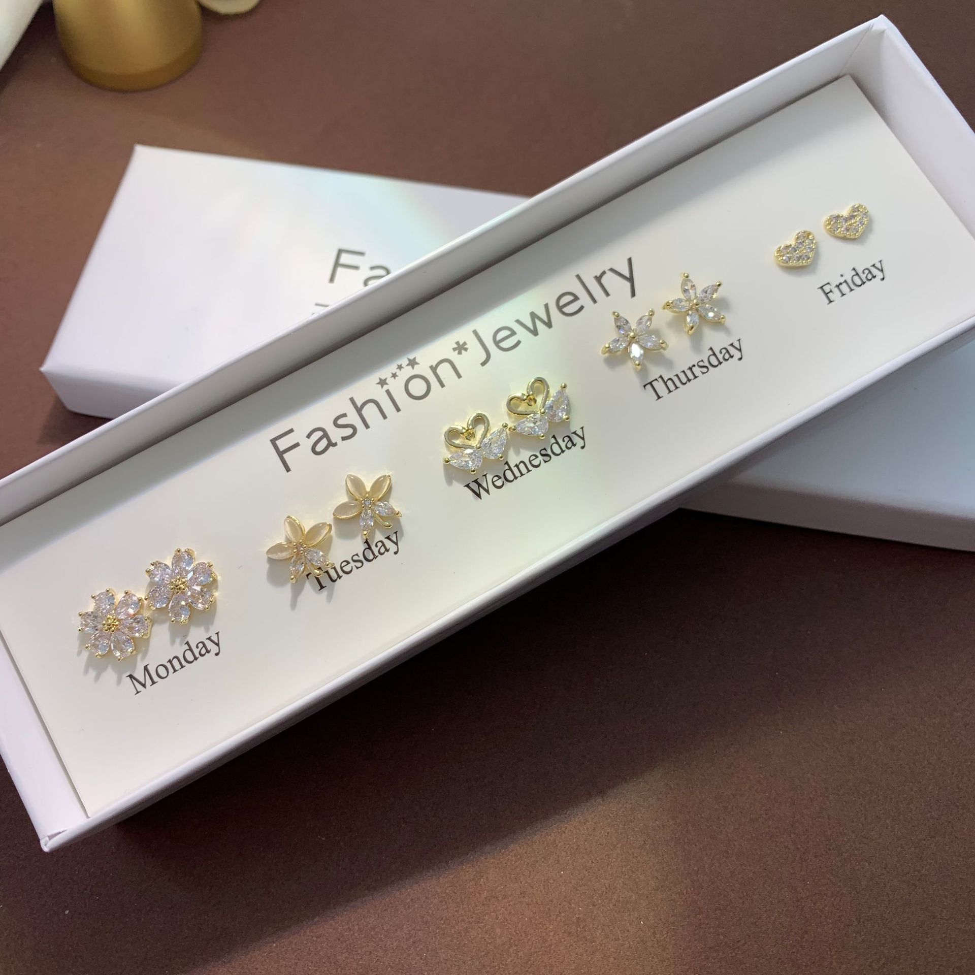 95g Weight Copper Ear Needle Material Zircon Inlay Material Ear Studs Classification 1 Set Quantity Daily Occasion Copper Material Star, Bow Knot Pattern All Seasons Season Women'S Gender Inlay Design Cute Style 1 Set Cute Star Bow Knot Inlay Copper Zircon Ear Studs 17