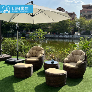 Rattan Tables and Chairs, Leisure Rattan Chairs, Three-Piece Set, Garden Outdoor Courtyard, Lazy Sofa, Coffee Table, Table and Chair Combination Wholesale