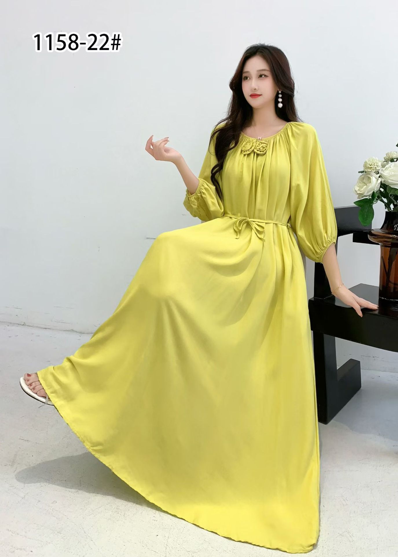 Ropa de mujer de talla grande transfronteriza europea y americana, vestido informal de algodón largo hasta la rodilla, holgado y cómodo, para verano, ropa de maternidad.