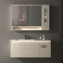 批发实木智能镜柜组合浴室柜卫生间浴实木浴室柜带陶瓷盆厂家直销