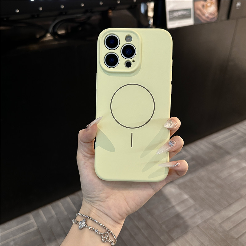 Apple 16promax 携帯電話ケースに適した細いサークル磁気吸引肌の感触 iphone17 ソリッドカラー磁気吸引ケース 15 シリコンケース|undefined