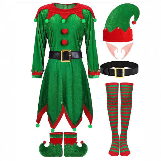 Ropa infantil de Navidad para Niños y Niñas Ropa para padres e hijos Cosplay lindo elfo verde kindergarten ropa de rendimiento