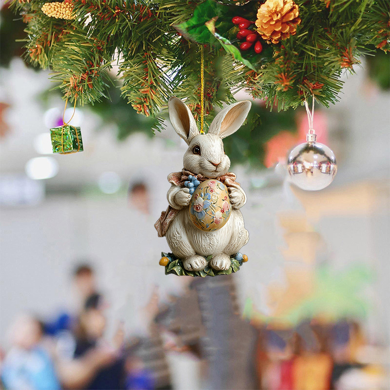 Colgante transfronterizo nuevo huevo de conejo de Pascua colgante acrílico 2D colgante mochila colgante hogar