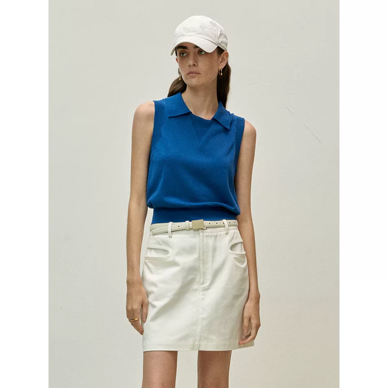 Summer Scandinavian short knitted sweater sleevless