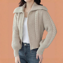 开衫加厚粗线毛衣外套女冬2025新款短款小个子上衣针织衫百搭