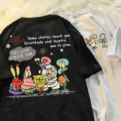 100% Pure Cotton Western and Eastern Cartoon SpongeBob Short-Sleeve T-Shirt for Boys and Girls, Fashion Children Half-Sleeve T-Shirt Top Trendy