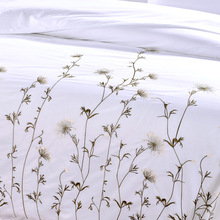 外贸原单纯棉绣花四件套全棉双人被套床单刺绣1.8m米床上用品简约