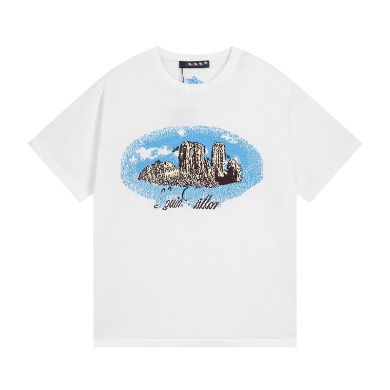クロスボーダー ロバニット Tシャツ 2025 新しい市松模様の文字ジャカード カジュアル ルーズ 男女兼用 カップル 半袖|undefined