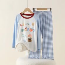 莫代尔儿童家居服套装夏季薄款冰丝睡衣男女童长袖长裤宝宝空调服