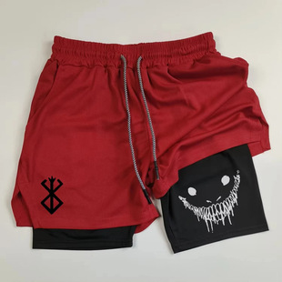 Sports Shorts Men's Fitness Gymnastics Training 2/1 Sports Shorts Fast Dry Jogging Double Towel Shorts