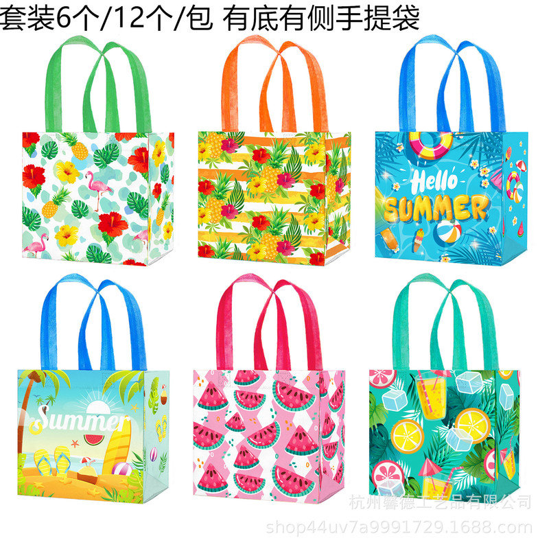 Special Offer Wff003 Hawaiian Beach Pineapple Hello Summer Summer Tote Bag with Bottom and Side Made of Non-Woven Fabric
