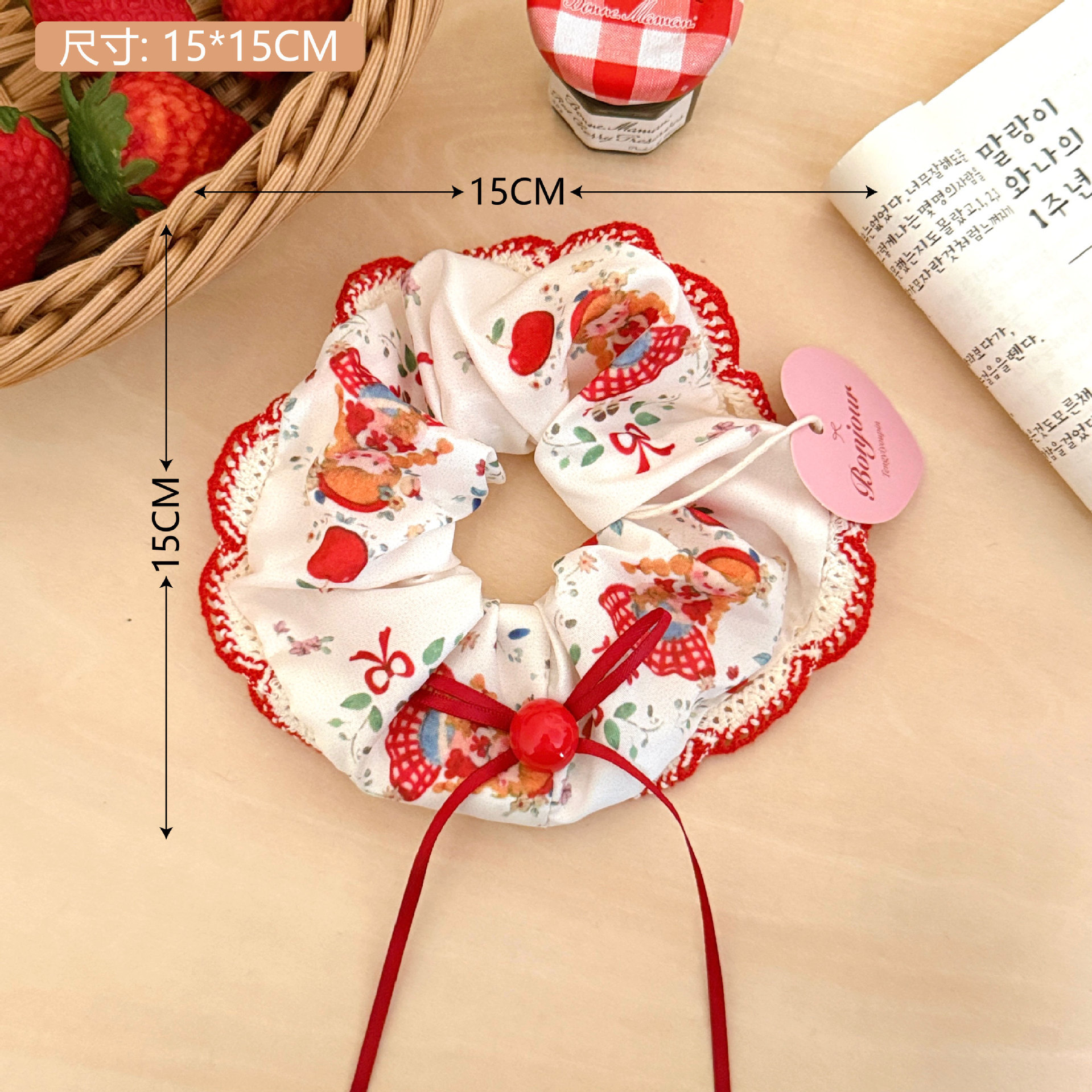 Estilo coreano de alta apariencia de encaje de intestino grueso banda de pelo accesorios para el cabello cuerda de pelo de corazón de niña de todo fósforo pequeño Qing nuevo tocado de cola de caballo de gran altura al por mayor