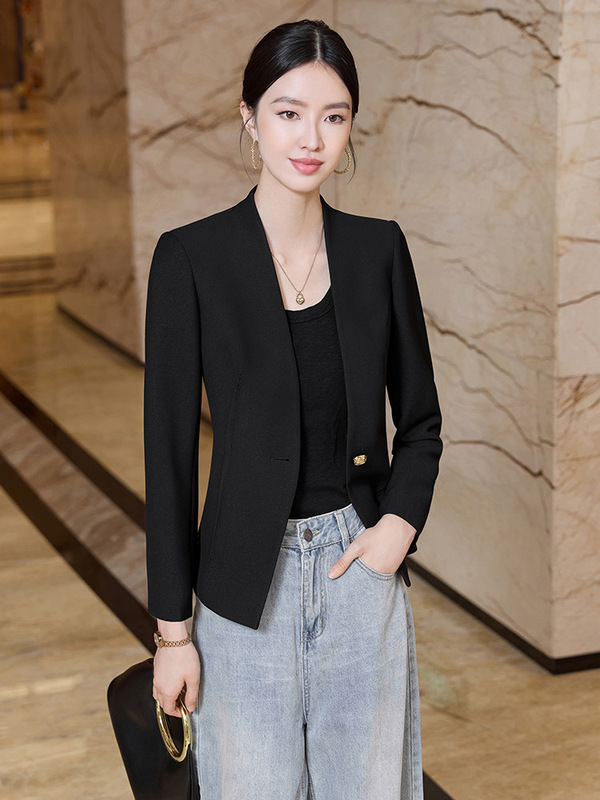 无领高端气质秋季洋气女装女士短外套女气质新款高级感小个子8190|undefined