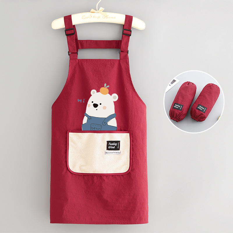新型ファッションかわいい防水エプロン家庭用キッチン料理ウエスト花屋飲食専用作業服印字|undefined