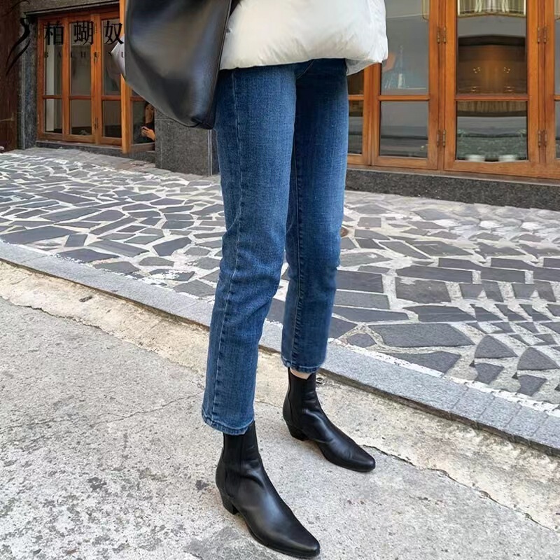 Yunshibao Autumn/Winter New Maternity Jeans Nine-Tenths Length Tapered Straight-Leg Belly Support Pants 8639