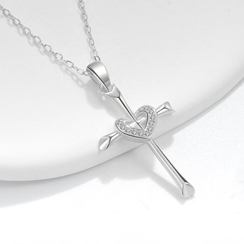 Schmuck Echt Vergoldet Herz Zirkon Anhänger Halskette Kreuz Schlüsselbein Kette Zubehör_voghion.com