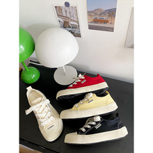 2025夏季新款韩系小白鞋女厚底增高休闲板鞋透气网纱饼干鞋帆布鞋