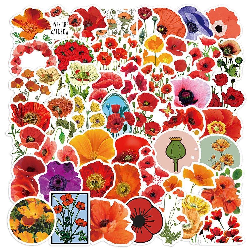 Декоративное растение Мак граффити наклейки багаж тетрадь стакан для воды скутер декоративные наклейки 50 штук