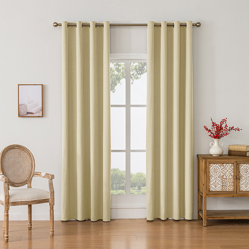 Suministro transfronterizo exclusivo para el comercio exterior de Amazon, cortinas opacas de lino sintético para dormitorio y sala de estar, cortinas al por mayor de Shaoxing.