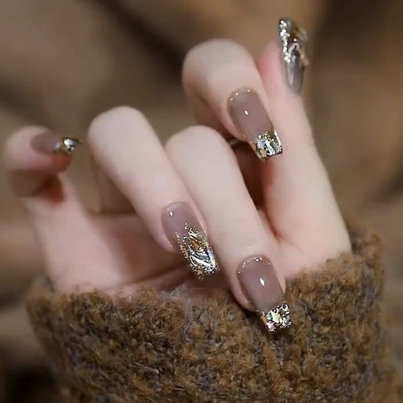 Pure want wind false nails [cold fog gray] T nail removable finished nail wear nail wholesale