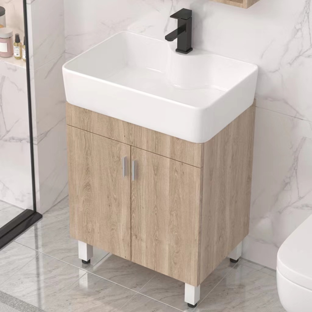 gabinete de baño de madera sólida tipo piso combinación de gabinete de lavabo de cerámica integral lavabo lavabo lavabo inodoro