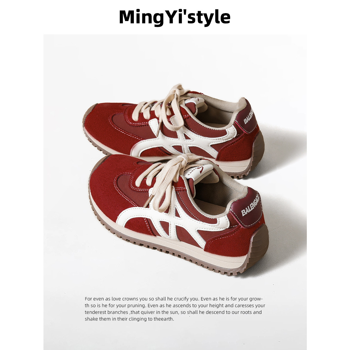 Red Moral Training Shoes for Women 2025 Autumn and Winter New Preppy Style Thick-Soled Sports and Leisure Sneakers Soft-Soled Forrest Gump Shoes with Laces