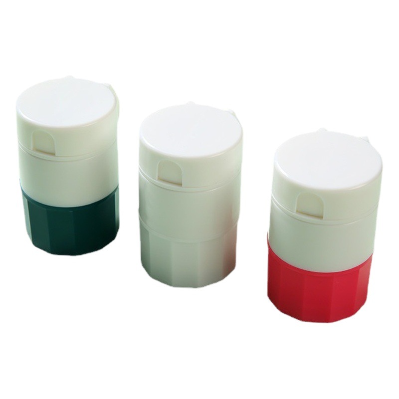 Cortador de medicina portátil de comercio exterior separado con tapa de molienda y trituración caja de medicina hogar viaje a prueba de polvo pequeña caja de medicina al por mayor