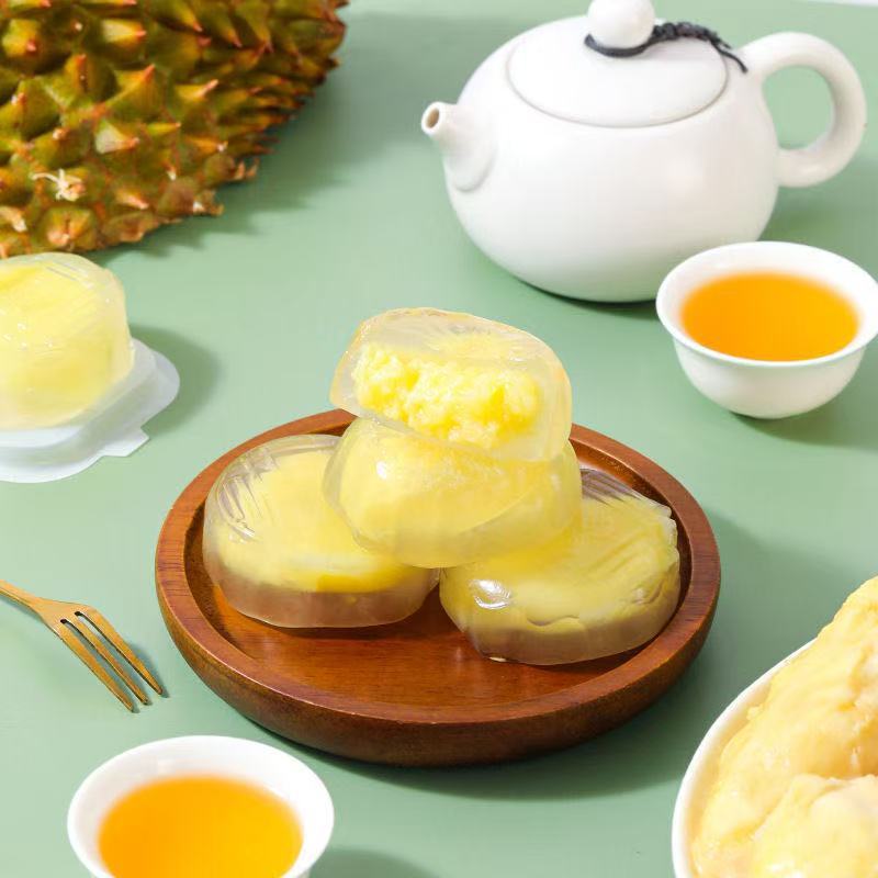 网红休闲水晶榴莲味月饼水果味夹心水晶冰皮月饼中秋月饼糯叽叽|undefined