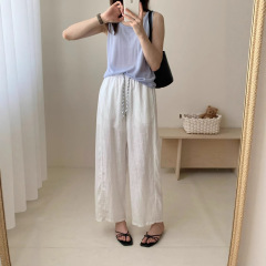 上海ラネージュ日本製ハイウエストリネンワイドレッグパンツ女性用 2025 夏新作ルーズ 9 点バルーンパンツ 250220