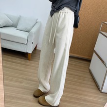 显瘦C位!羊毛呢弯刀裤女2025秋冬新款双走线窄版直筒阔腿长裤子