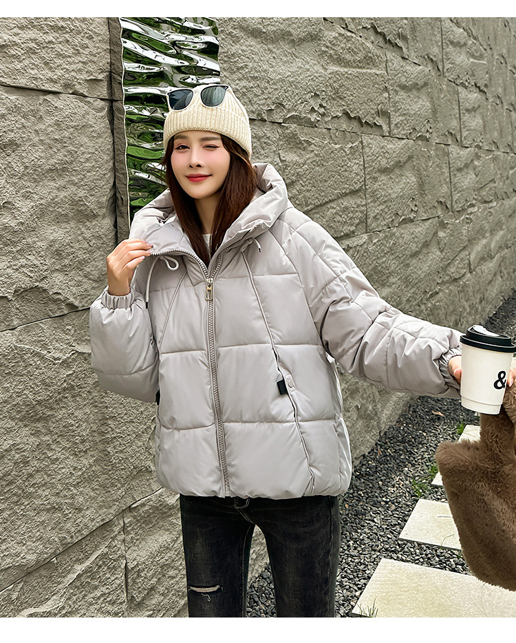 Invierno de mujer de invierno 2024 nueva moda coreana con capuzas calentamiento grueso chaqueta de pan casual image 9
