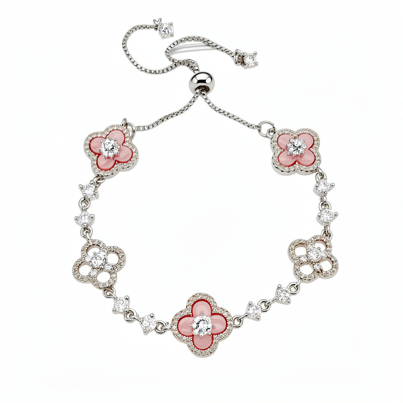 Exquisita variedad de diamantes de diamante flor hueco pulsera ligera de lujo pulsera alta sensación de moda moda joyas al por mayor