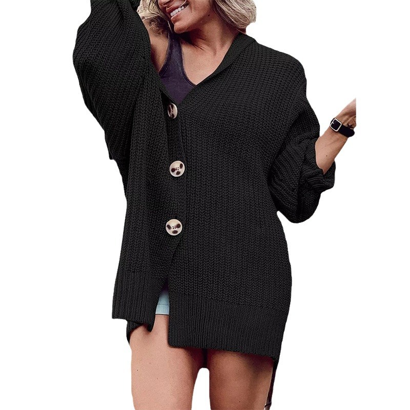 2024 otoño e invierno Amazon crossover nueva chaqueta de punto con botones de punto de bolsillo de solapa de color sólido para mujer image 6