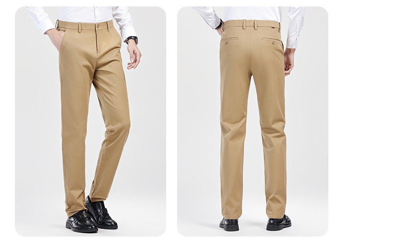 Quần dài nam ống đứng cạp vừa co giãn, chất cotton pha, không cần ủi — Màu xanh hải quân, màu kaki, màu xám, màu đen chi tiết 22