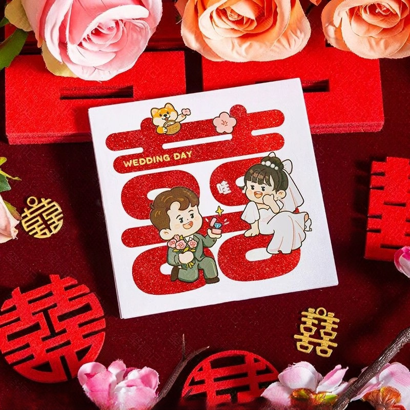 階段喜字結婚専用の結婚部屋には、粘着性のある小さな喜字シールの結婚式の新しい部屋の戸棚の装飾が施されています|undefined